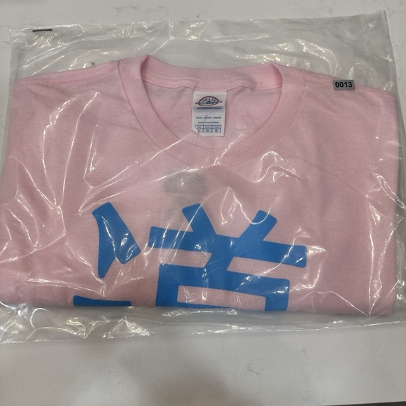 NWT Japanese Letters in Rainbow Colors Shirt L Pink Typography Writing Tee - Picture 6 of 6